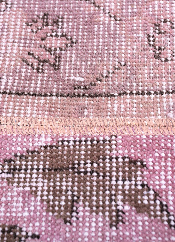 provenance pink and purple wool hand knotted Rug - CloseUp