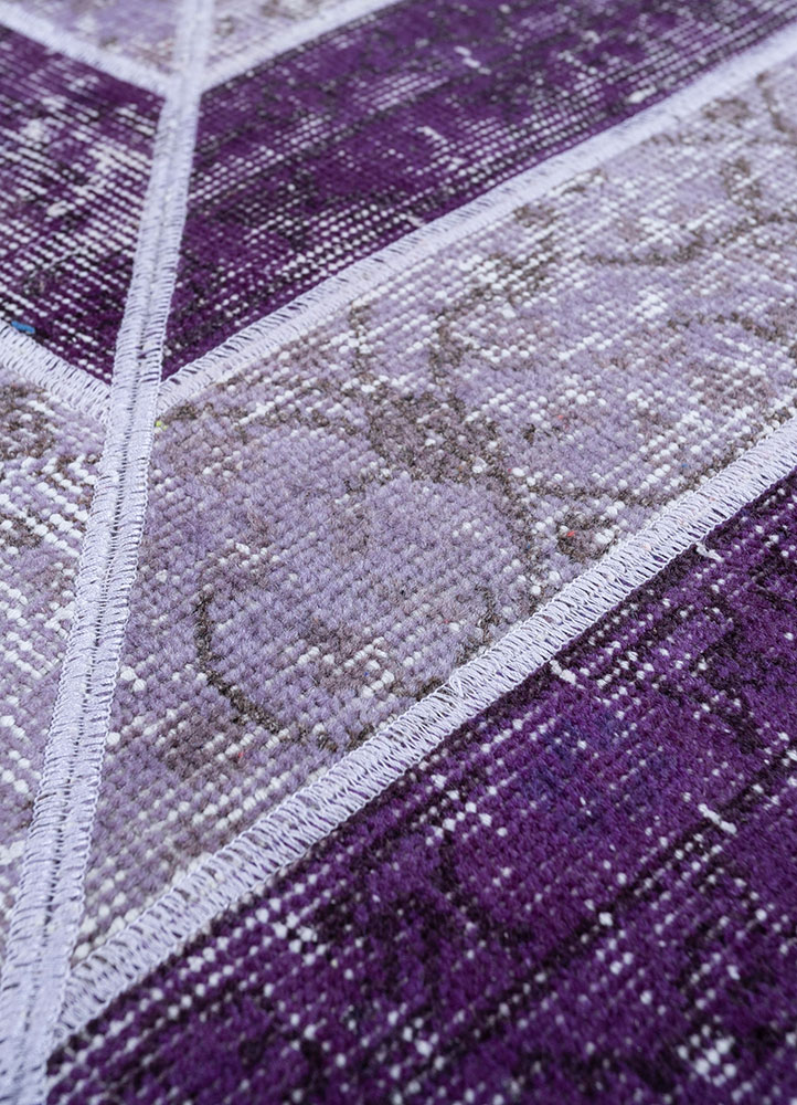 provenance pink and purple wool hand knotted Rug - CloseUp