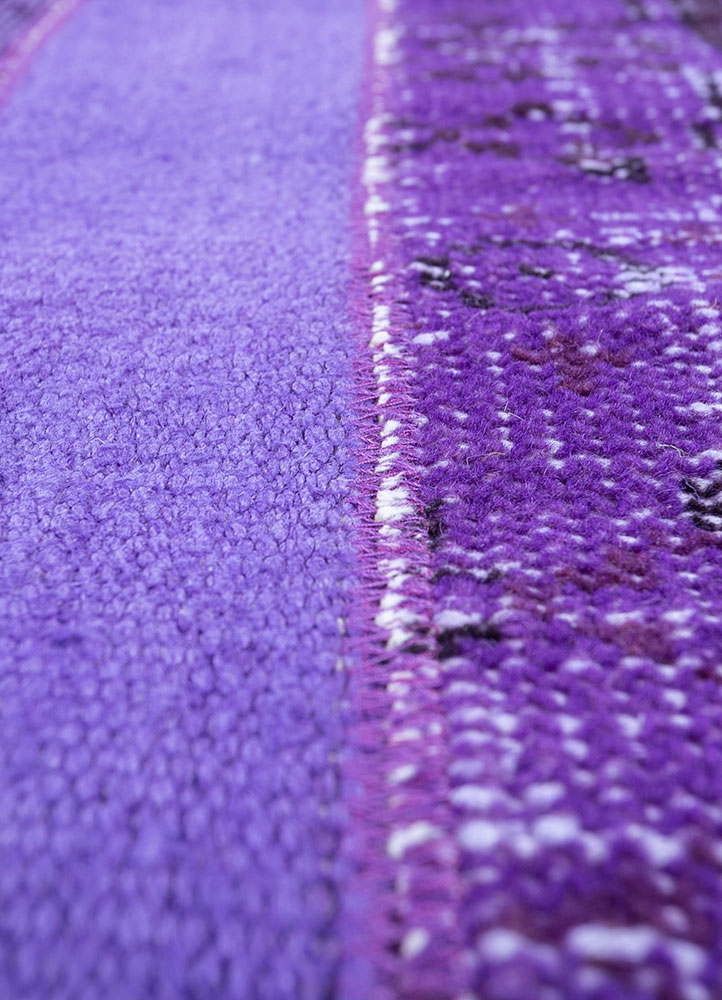 provenance pink and purple wool hand knotted Rug - CloseUp