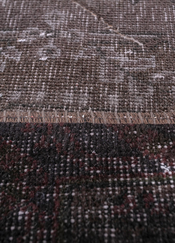 provenance beige and brown wool hand knotted Rug - CloseUp