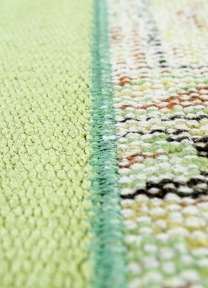 provenance green wool hand knotted Rug - CloseUp