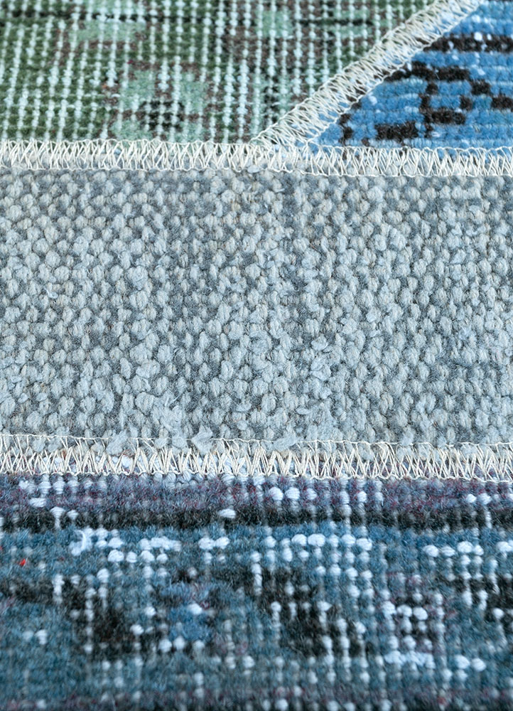 provenance blue wool hand knotted Rug - CloseUp