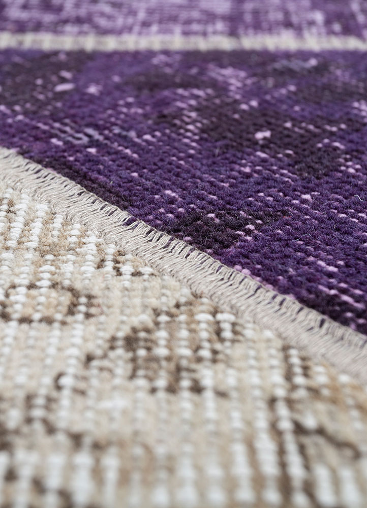 provenance beige and brown wool hand knotted Rug - CloseUp