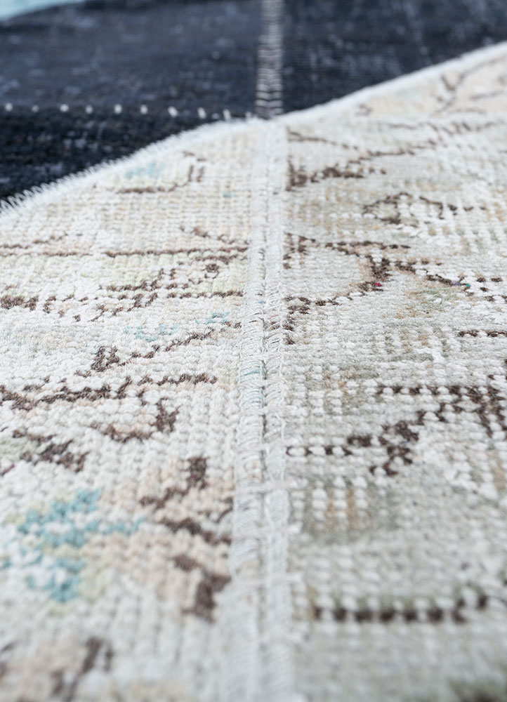 provenance blue wool hand knotted Rug - CloseUp