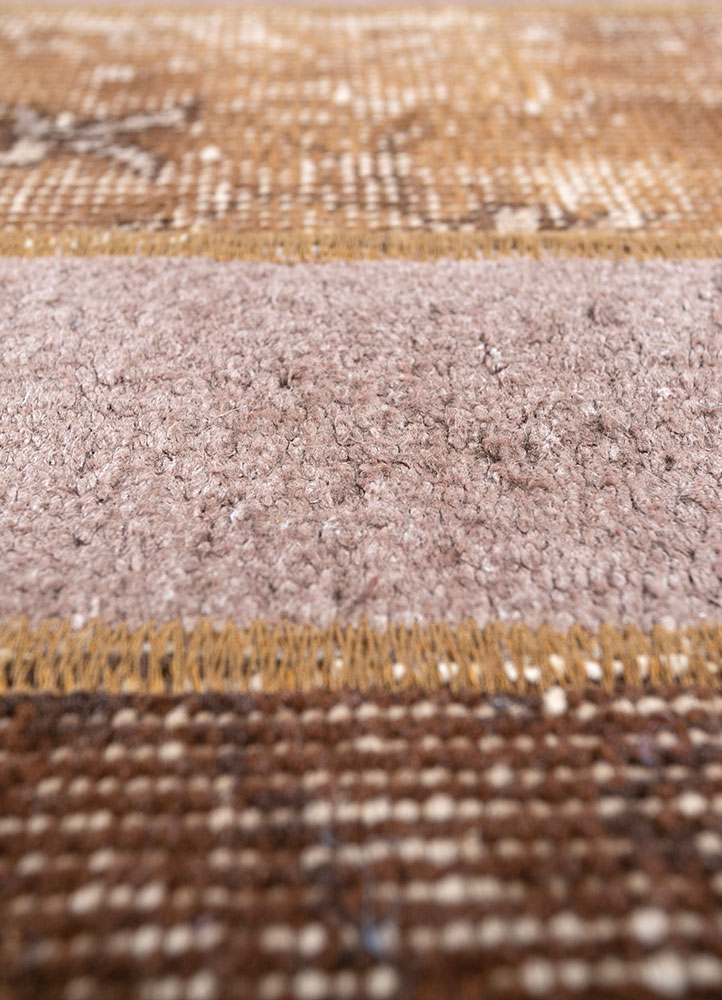 provenance beige and brown wool hand knotted Rug - CloseUp