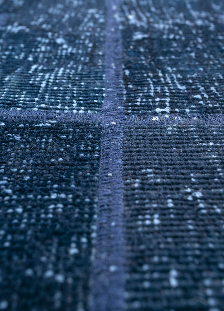 provenance blue wool hand knotted Rug - CloseUp