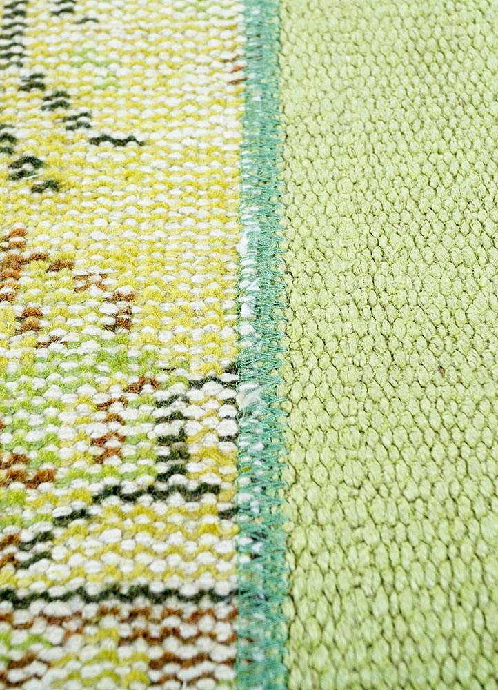 provenance green wool hand knotted Rug - CloseUp