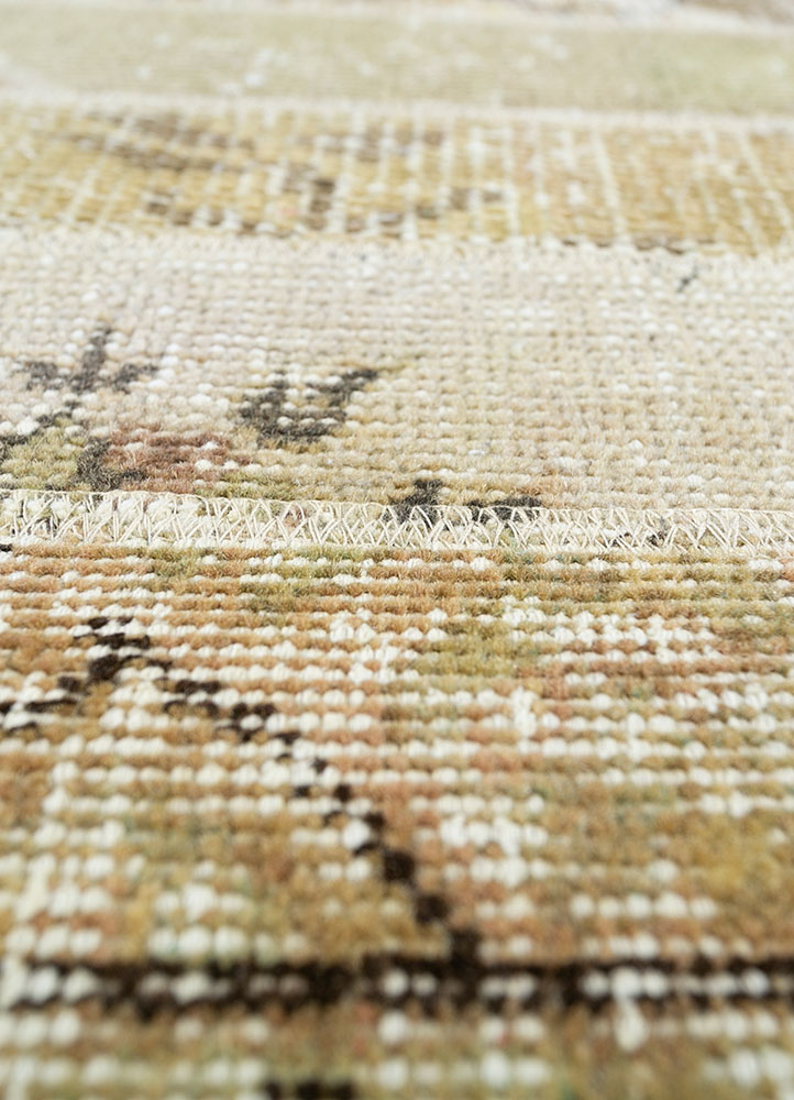 provenance beige and brown wool hand knotted Rug - CloseUp