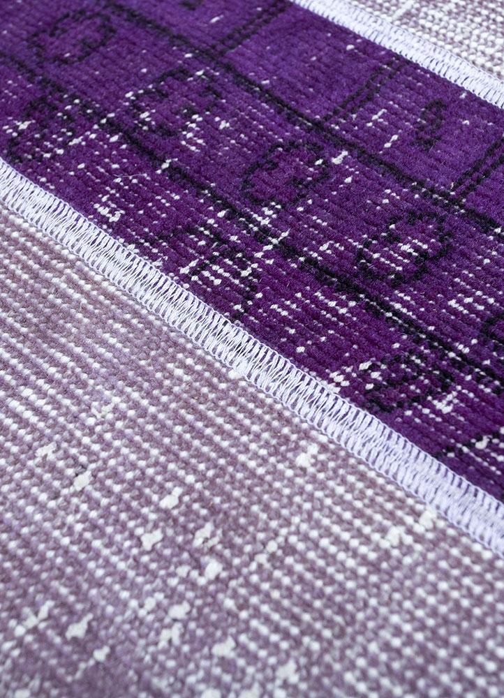 provenance pink and purple wool hand knotted Rug - CloseUp