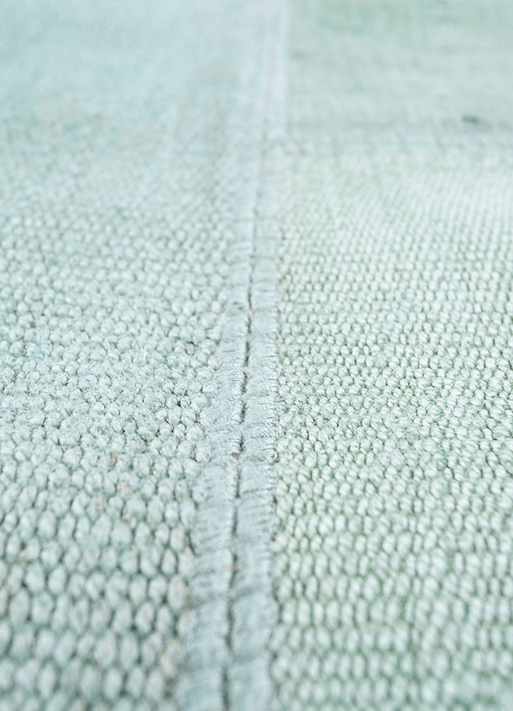 provenance green wool hand knotted Rug - CloseUp