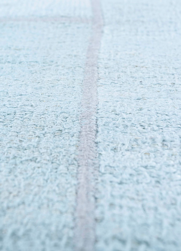 provenance blue wool hand knotted Rug - CloseUp
