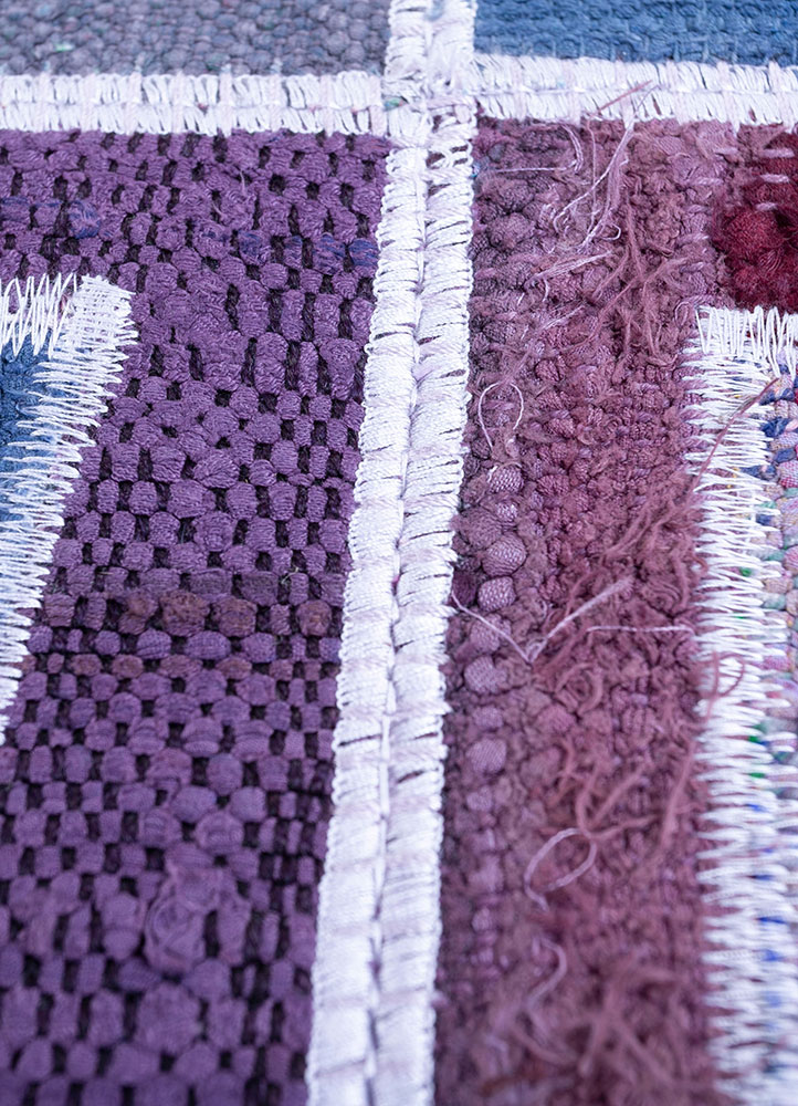 provenance pink and purple wool hand knotted Rug - CloseUp