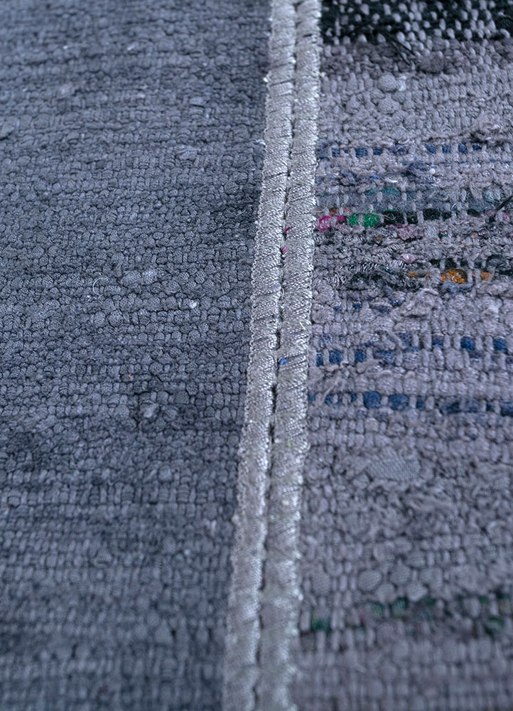 provenance grey and black wool hand knotted Rug - CloseUp