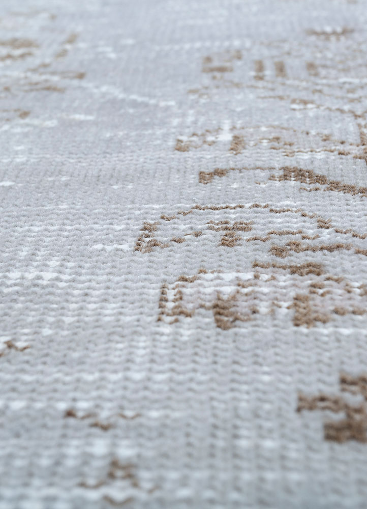 vintage grey and black wool hand knotted Rug - CloseUp