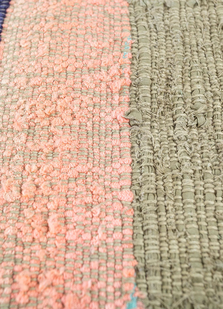 provenance green wool hand knotted Rug - CloseUp