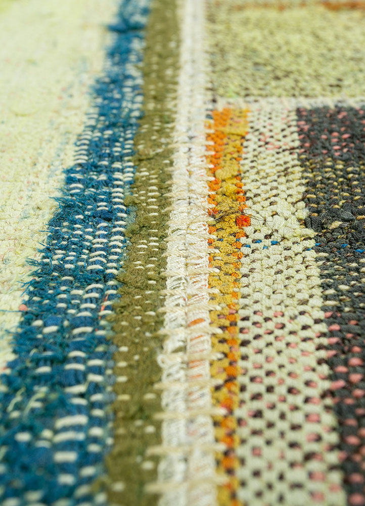 provenance green wool hand knotted Rug - CloseUp