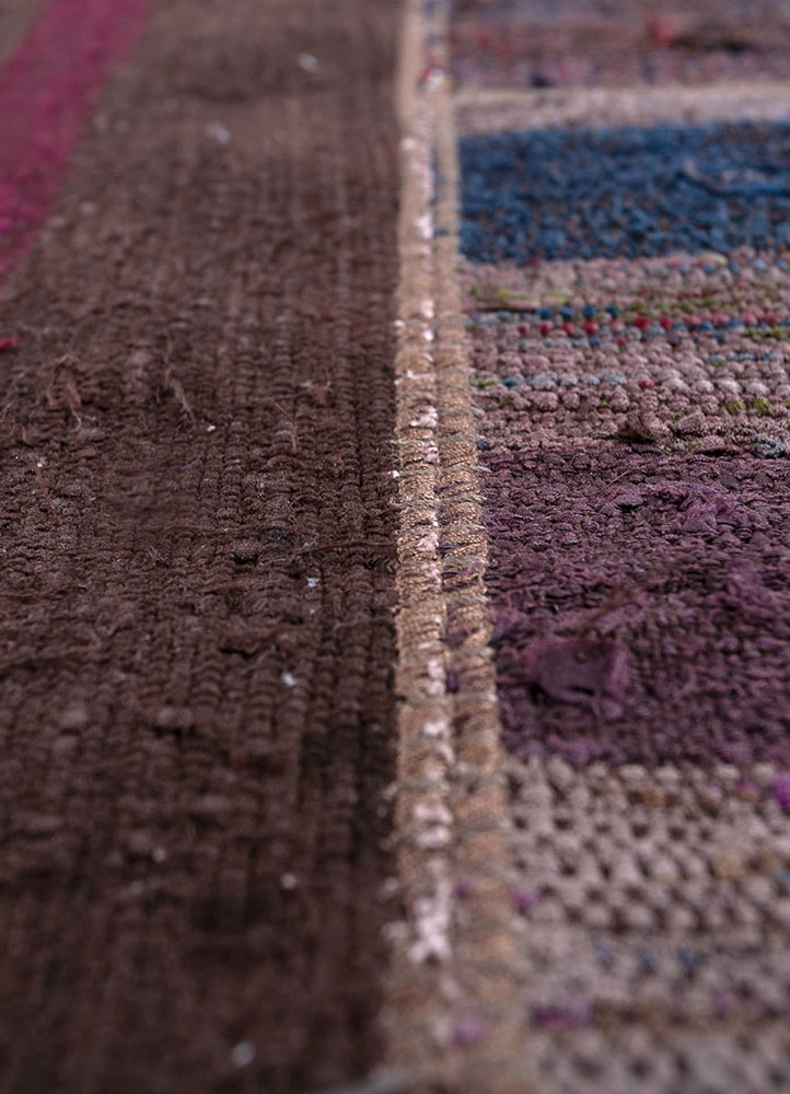 provenance beige and brown wool hand knotted Rug - CloseUp