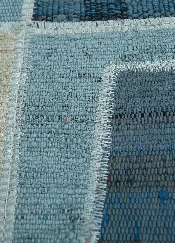 provenance blue wool hand knotted Rug - CloseUp