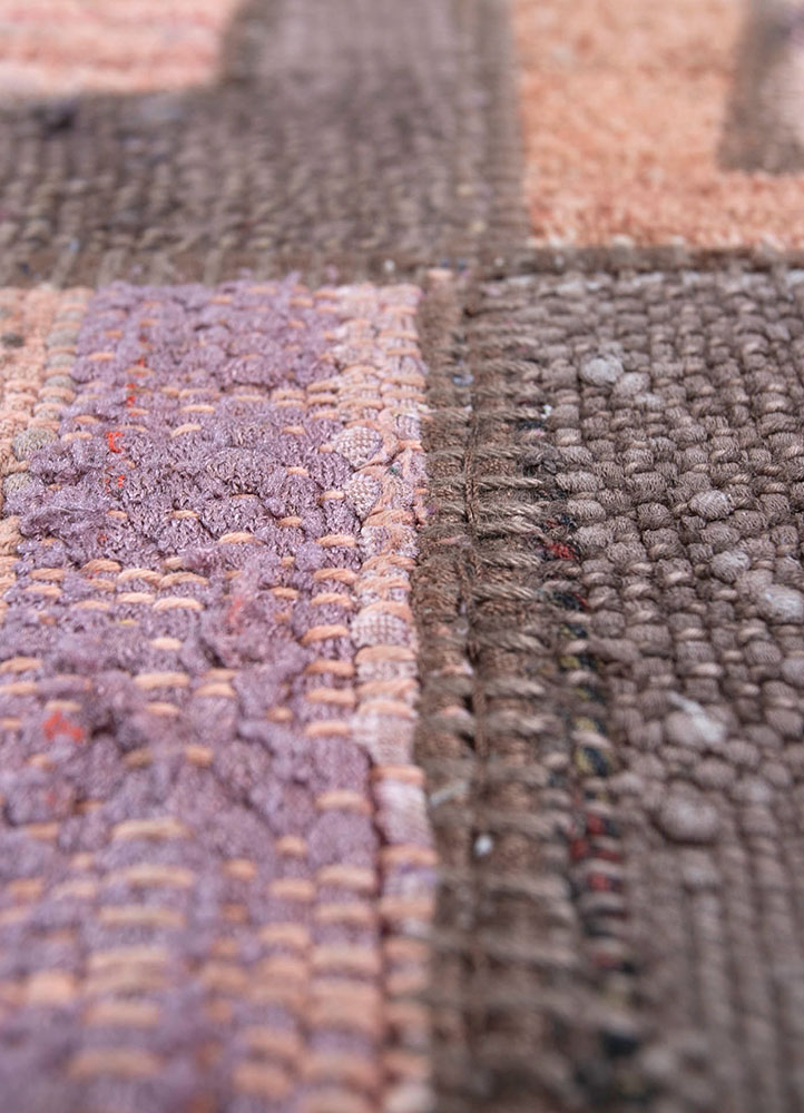 provenance beige and brown wool hand knotted Rug - CloseUp
