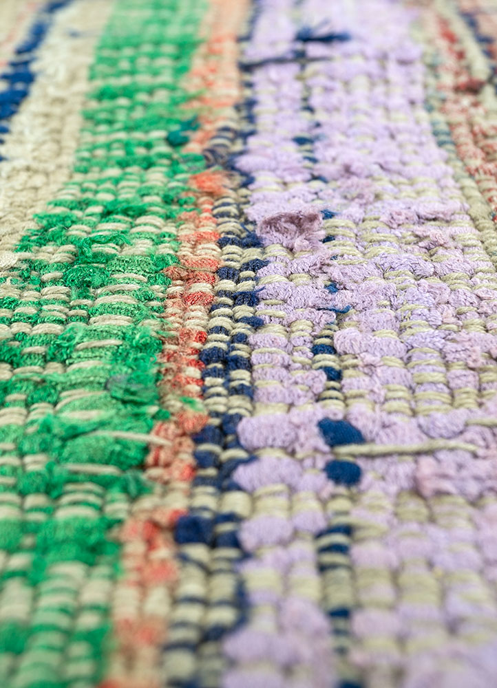 provenance green wool hand knotted Rug - CloseUp