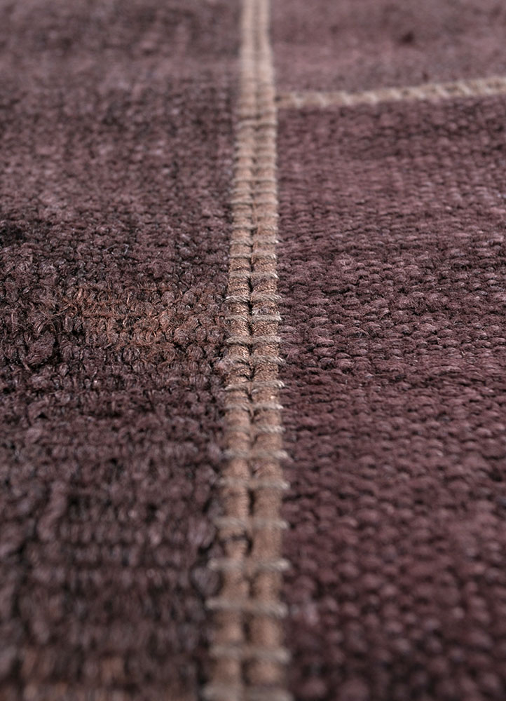 provenance beige and brown wool hand knotted Rug - CloseUp