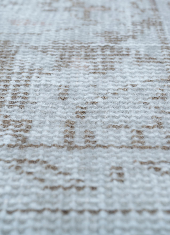 vintage grey and black wool hand knotted Rug - CloseUp