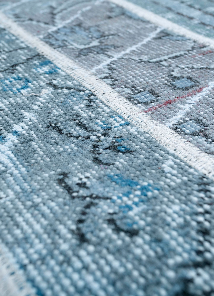 provenance grey and black wool hand knotted Rug - CloseUp
