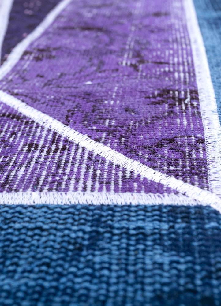 provenance pink and purple wool hand knotted Rug - CloseUp