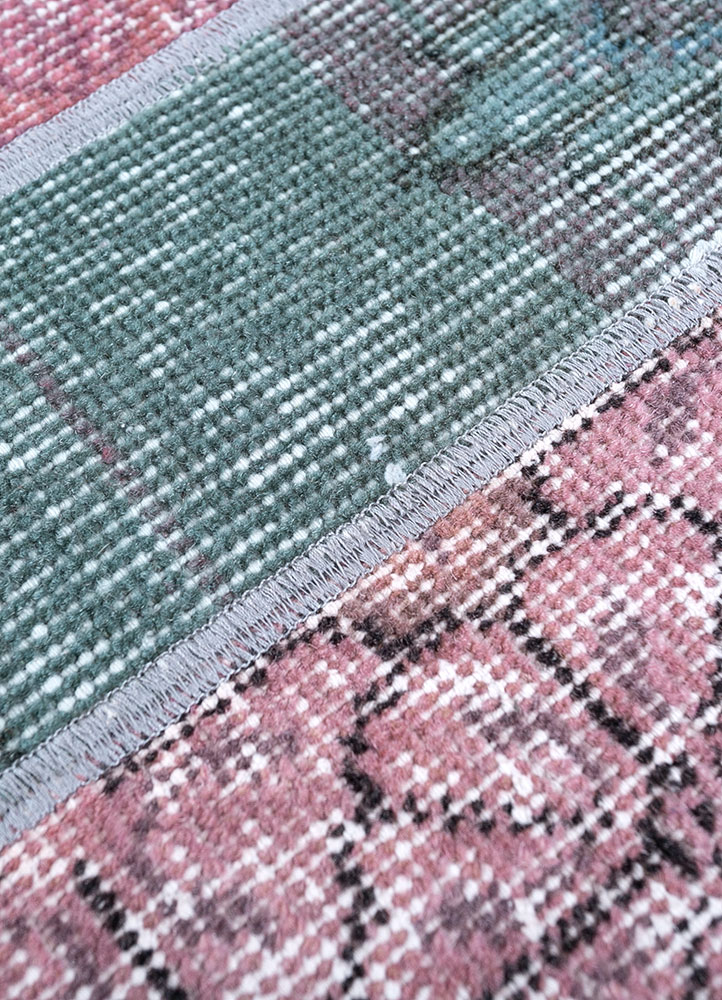 provenance pink and purple wool hand knotted Rug - CloseUp