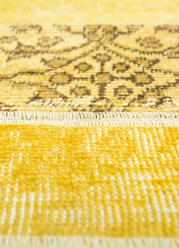 provenance gold wool hand knotted Rug - CloseUp
