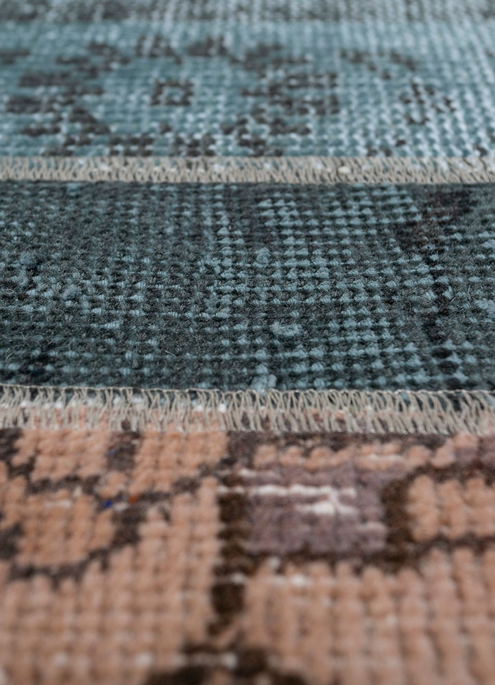 provenance beige and brown wool hand knotted Rug - CloseUp