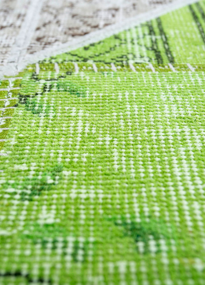 provenance green wool hand knotted Rug - CloseUp