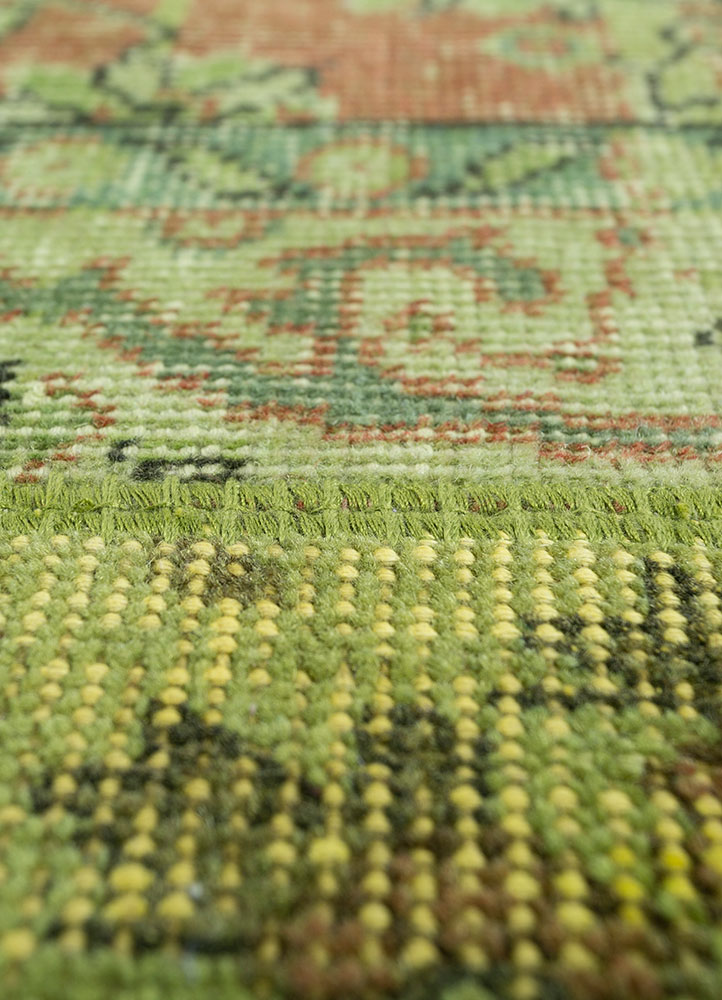 provenance green wool hand knotted Rug - CloseUp