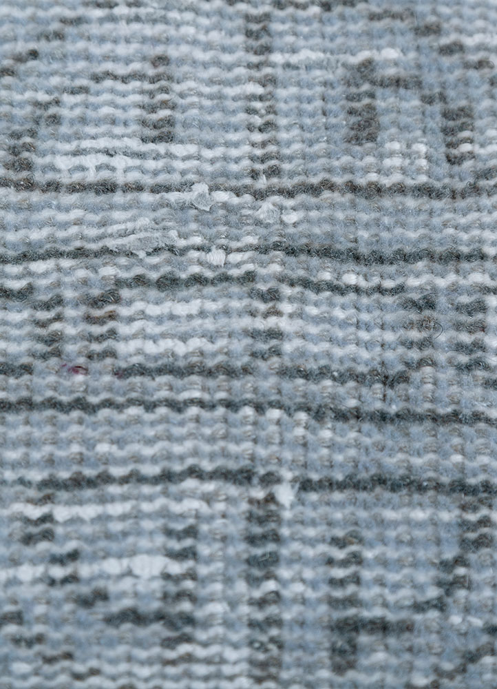 vintage grey and black wool hand knotted Rug - CloseUp