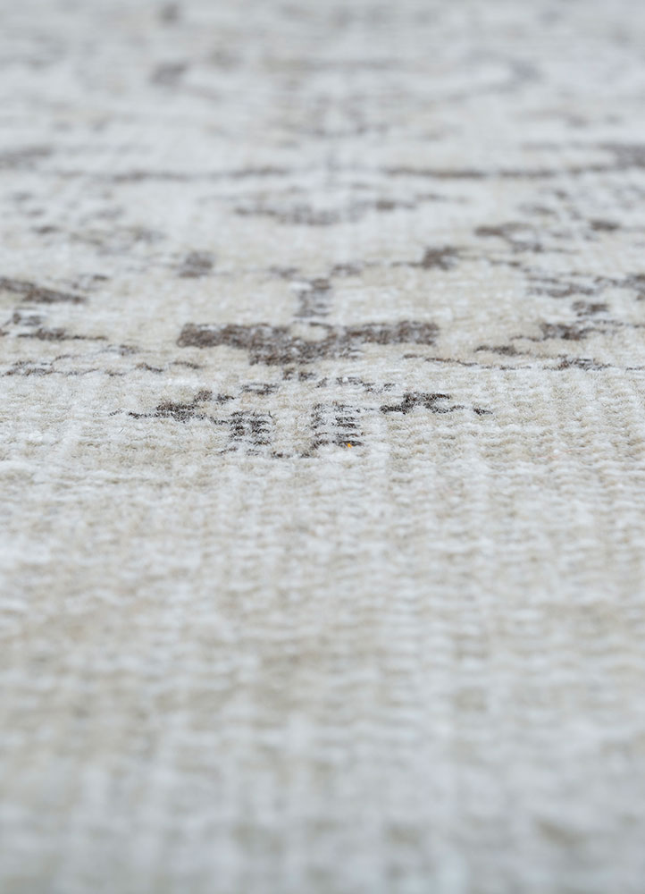vintage grey and black wool hand knotted Rug - CloseUp