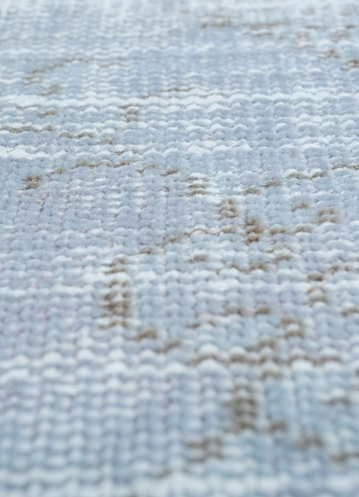 vintage grey and black wool hand knotted Rug - CloseUp