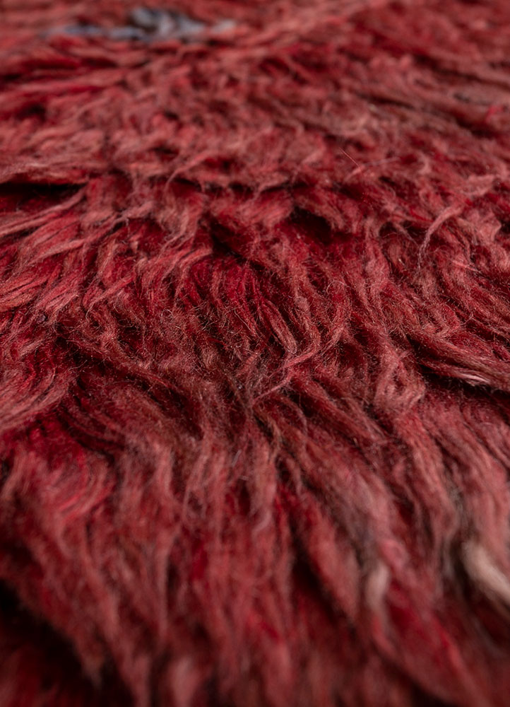 zuri red and orange wool hand knotted Rug - CloseUp