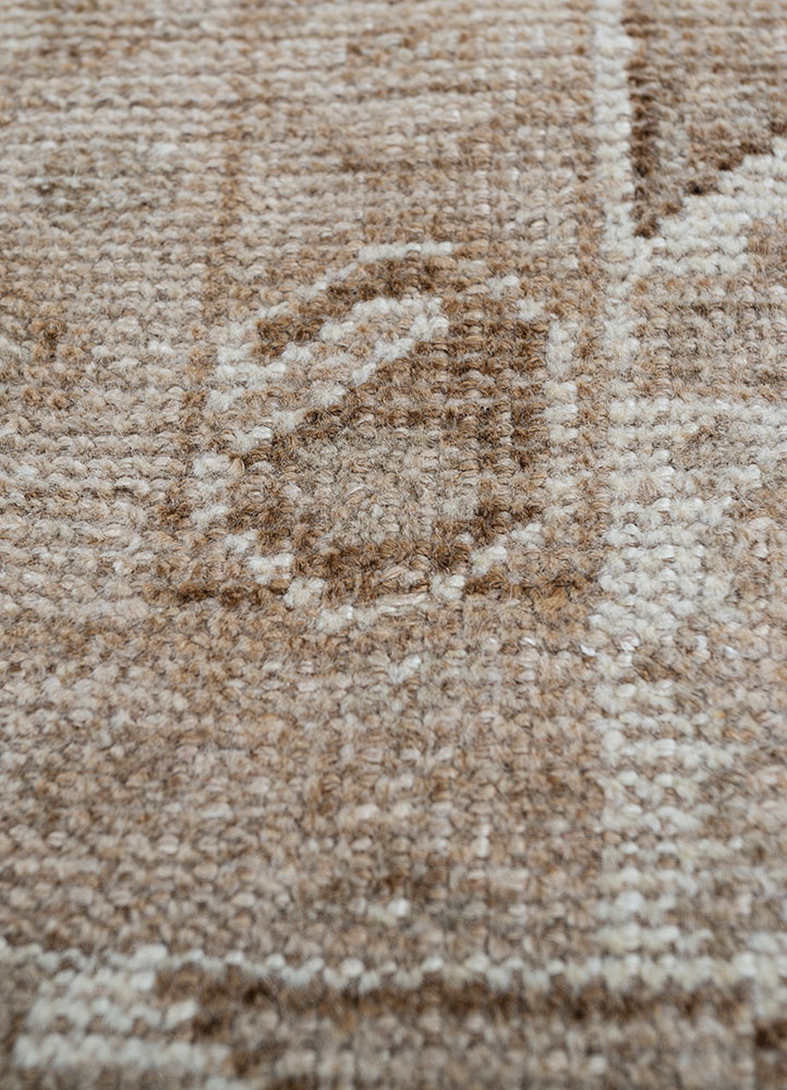 nuray beige and brown wool hand knotted Rug - CloseUp