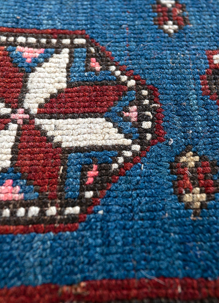 nuray red and orange wool hand knotted Rug - CloseUp