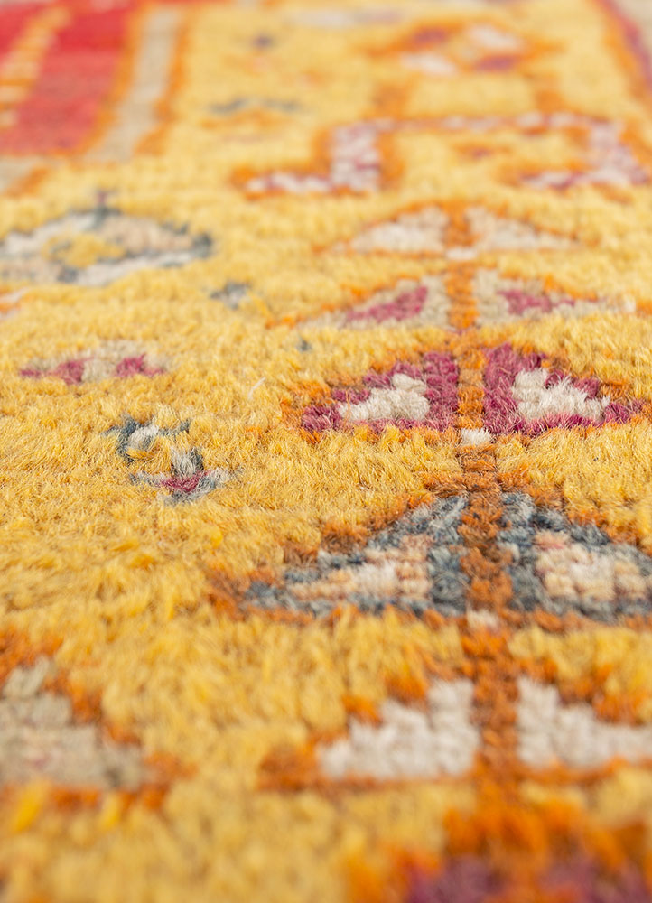 nuray red and orange wool hand knotted Rug - CloseUp