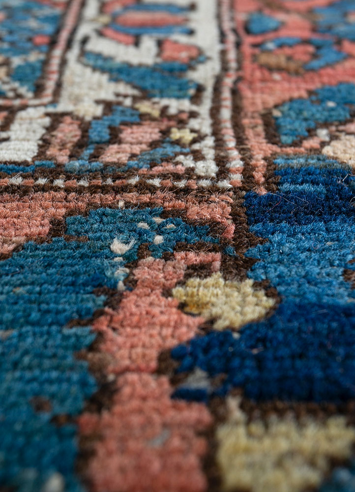 aalam blue wool hand knotted Rug - CloseUp