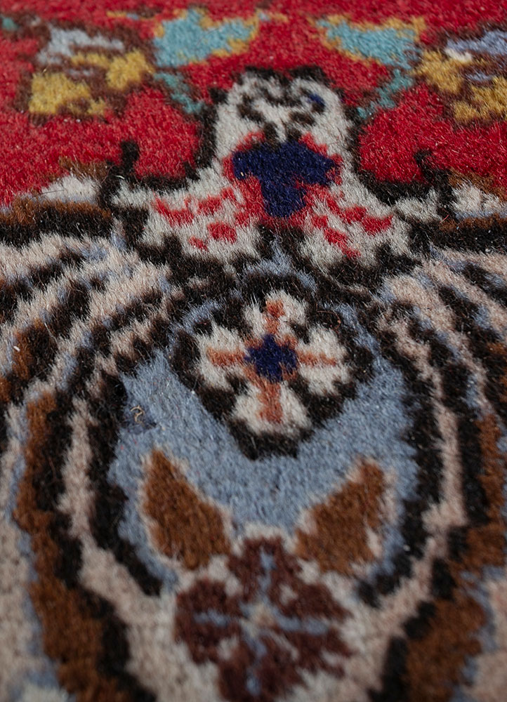 aalam beige and brown wool hand knotted Rug - CloseUp