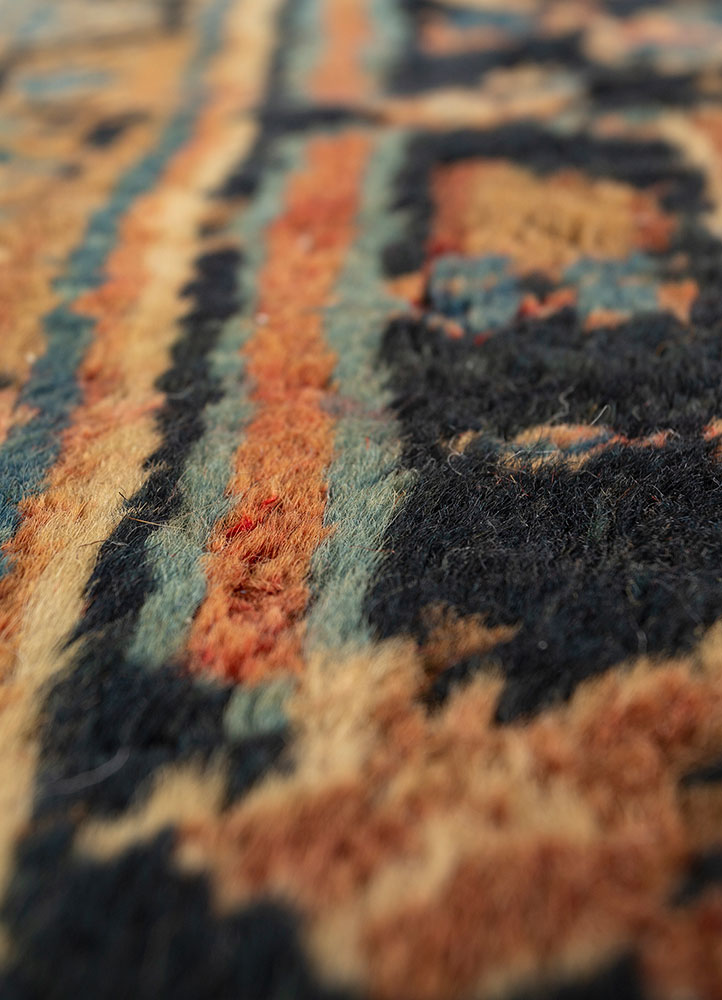 aalam red and orange wool hand knotted Rug - CloseUp