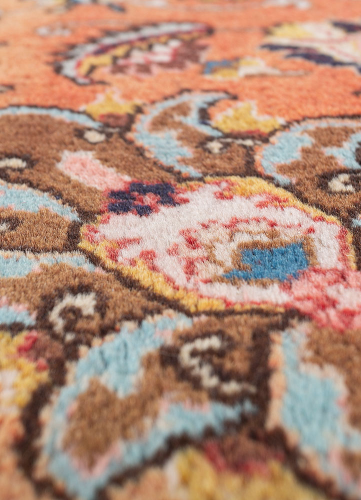 aalam beige and brown wool hand knotted Rug - CloseUp
