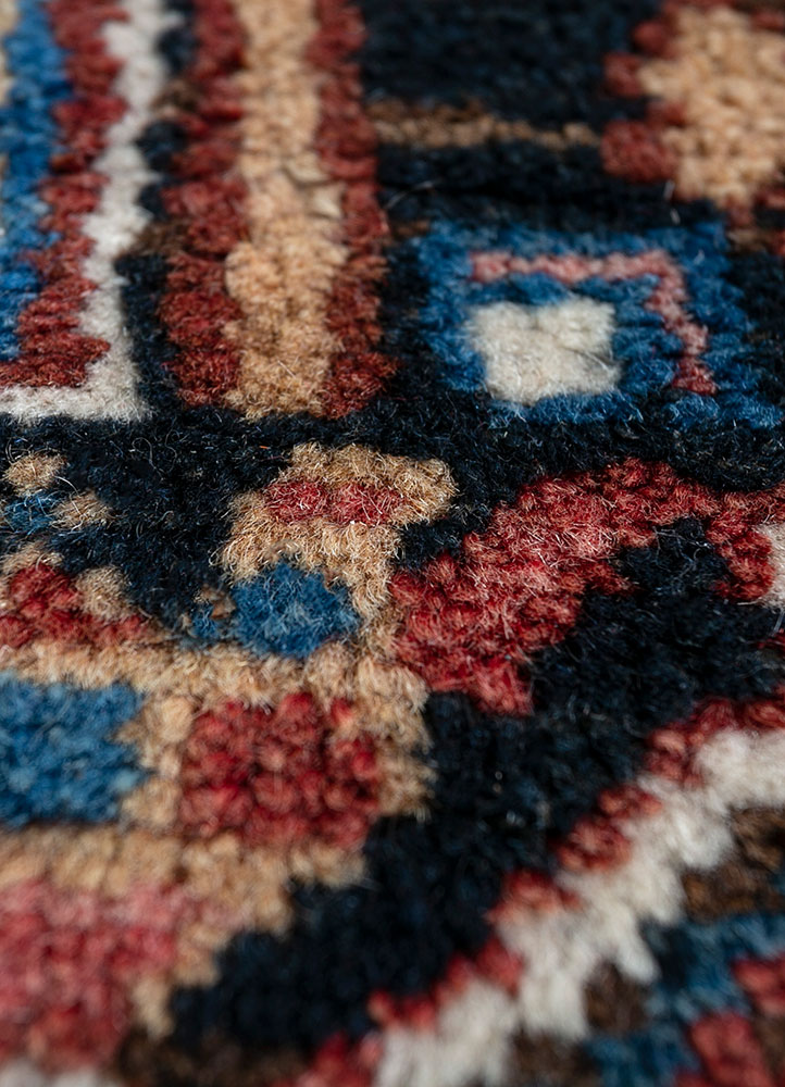 aalam red and orange wool hand knotted Rug - CloseUp