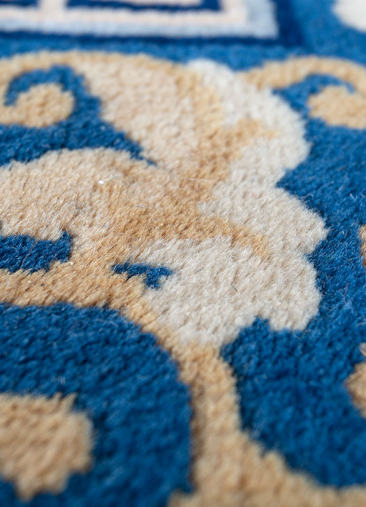 pechino blue wool hand knotted Rug - CloseUp