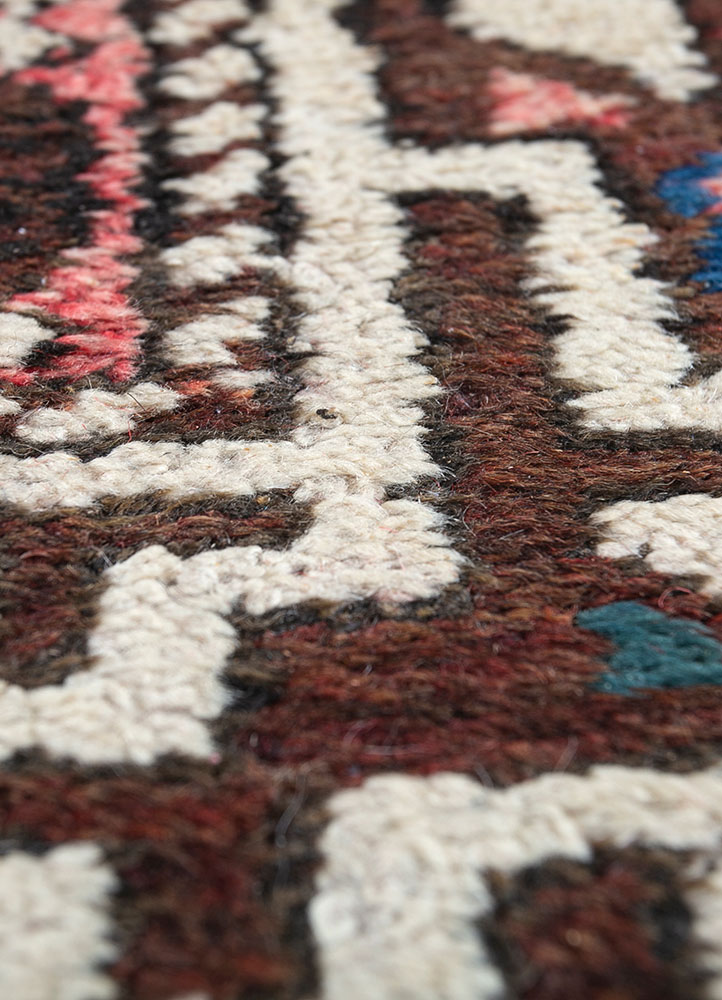 nuray red and orange wool hand knotted Rug - CloseUp