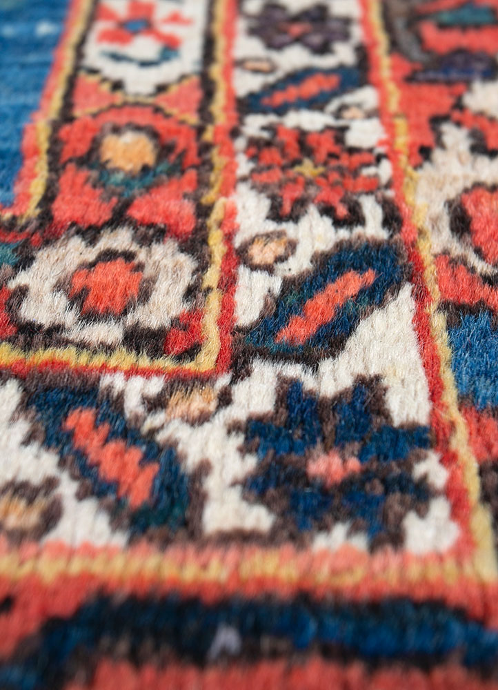 aalam red and orange wool hand knotted Rug - CloseUp