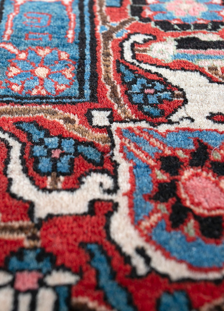 aalam blue wool hand knotted Rug - CloseUp
