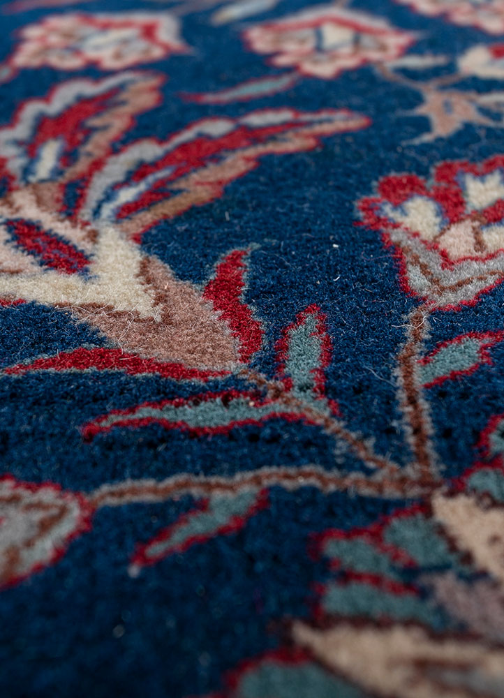 aalam red and orange wool hand knotted Rug - CloseUp